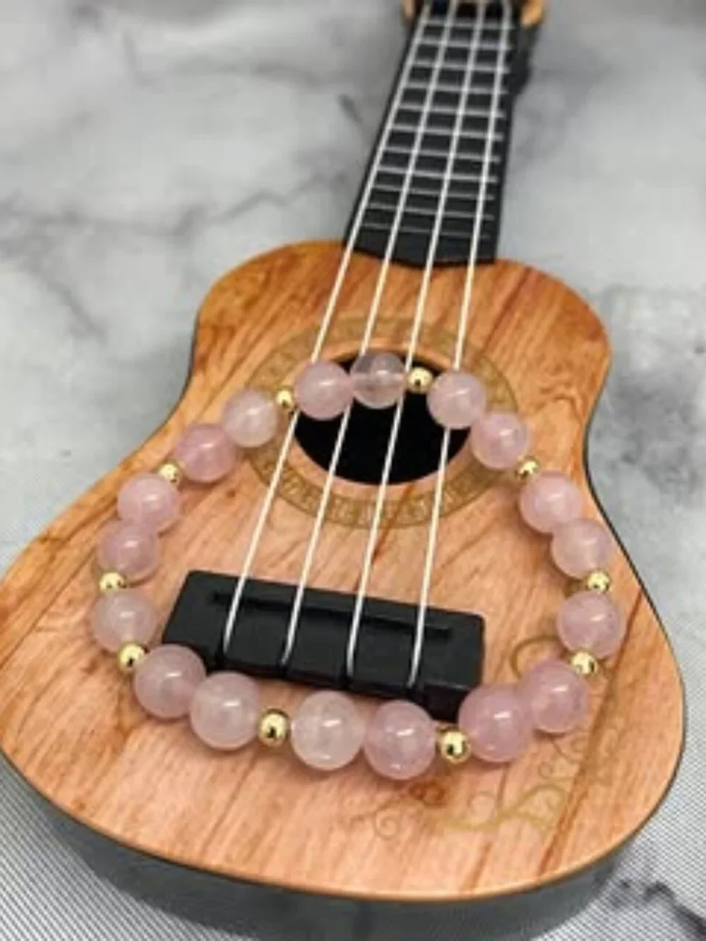 Rose Quartz 18K Gold Hollow Spacer